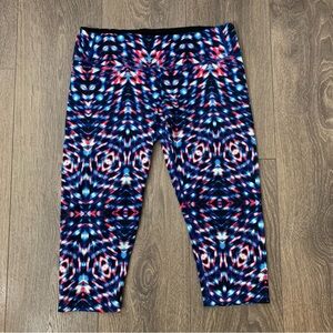 Tuff Athletics Print Capri Cropped Legging Purple Activewear gym Size Small